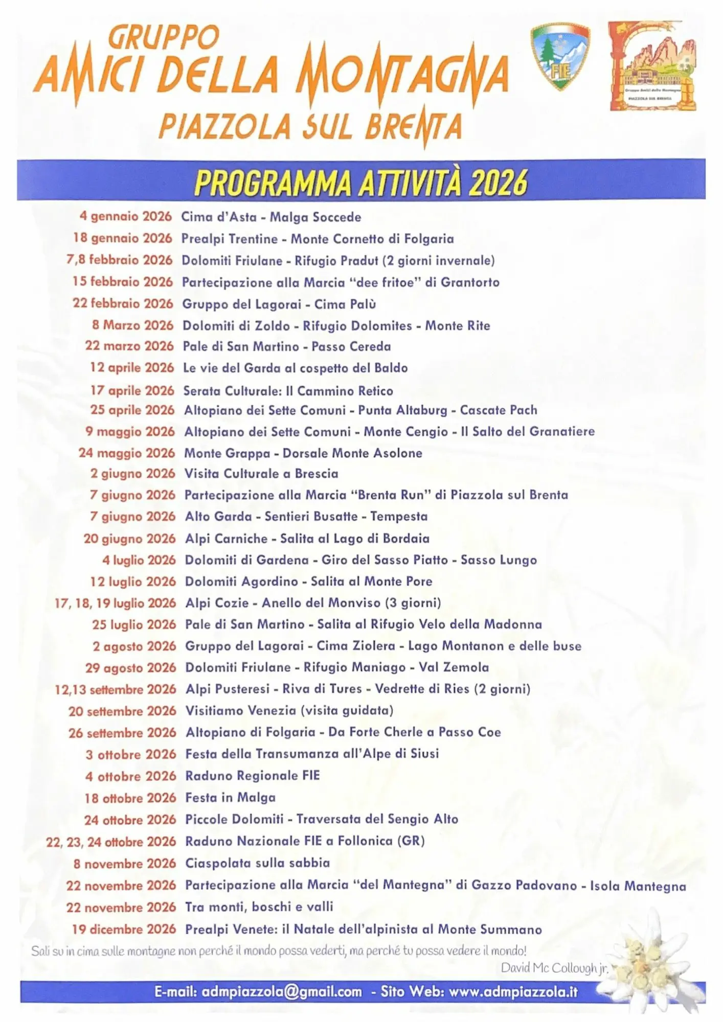Programma attività 2026 Programma sintetico attività 2026